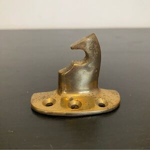 Vintage White Clad Simmons Hardware Co Brass Ice Box Latch Keeper Hook
